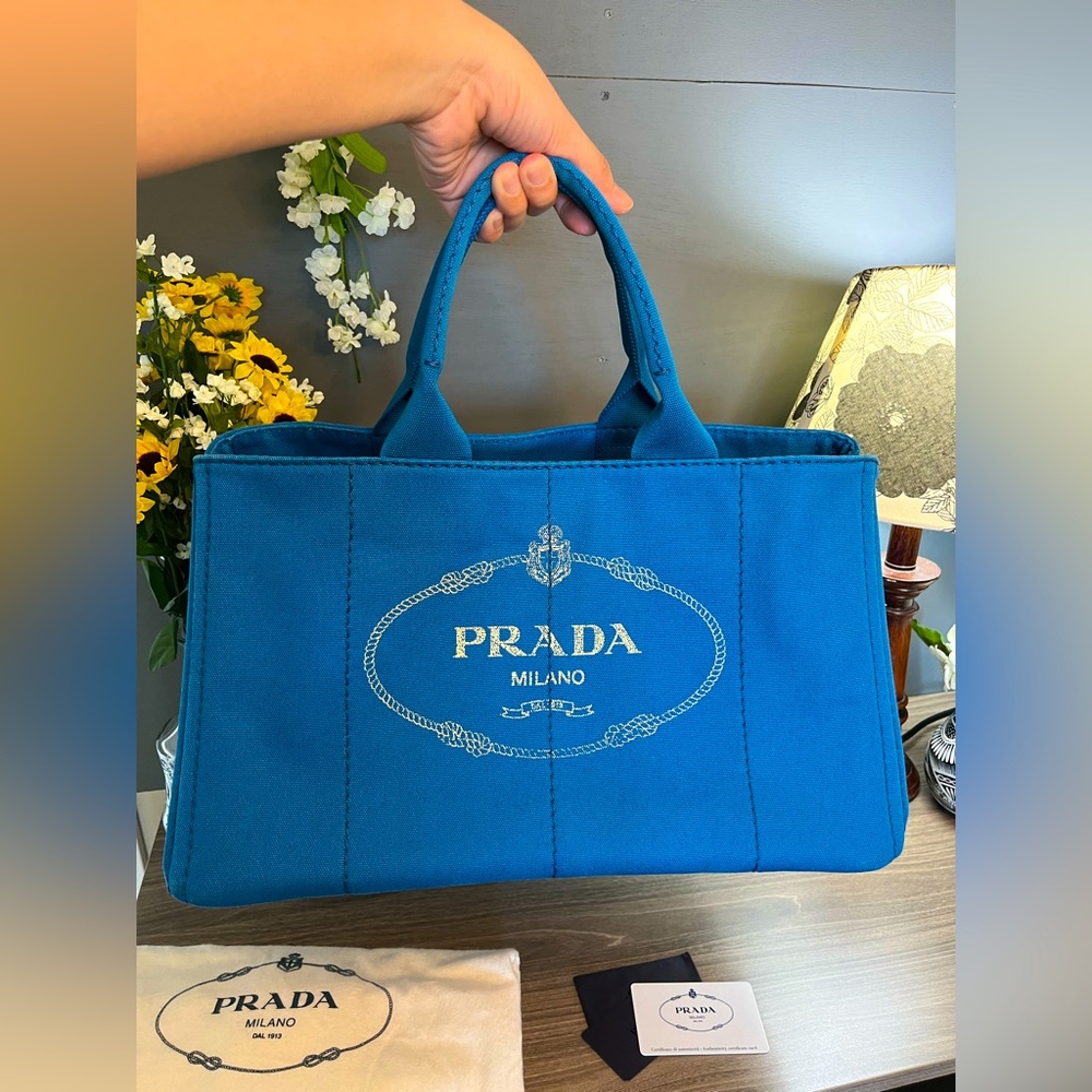 PRADA Canapa Large size Blue Color - Picture 3 of 10